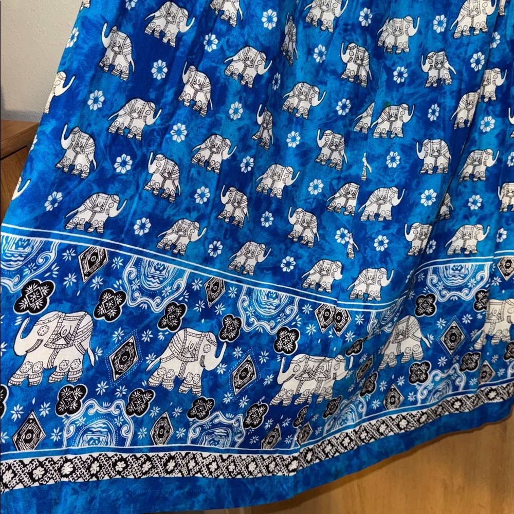 Jackie K Boho Elephant Print Rayon Maxi Skirt Stretchy Size XXL - Picture 2 of 3